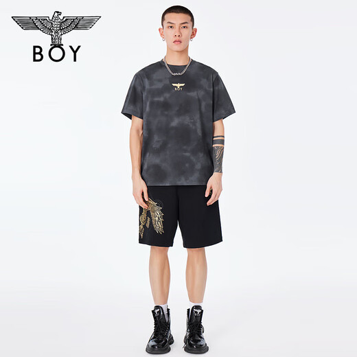 Boy London Spring and Summer Men and Women Same Style Casual Pants Casual Eagle Wings Wings estampados N14984 Gold XS