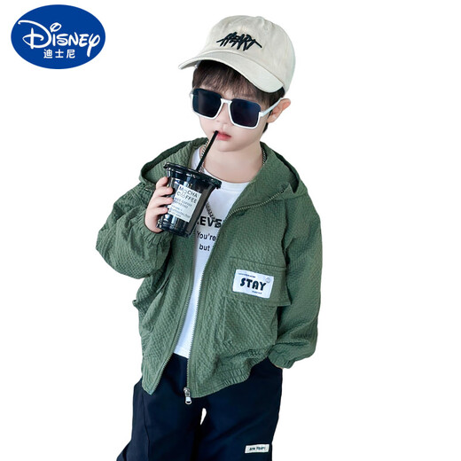 Disney boys' jacket children's spring hooded thin top boys' cool cool jacket new style little boys' clothes spring and autumn green 90 cm