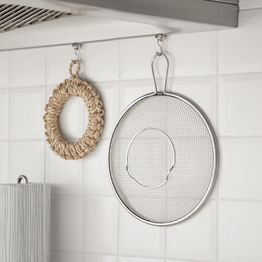 Shuangshan 304 stainless steel drain strainer, fried oil strainer, vegetable and fruit drain basket, household frying strainer strainer, stainless steel strainer - diameter 23cm