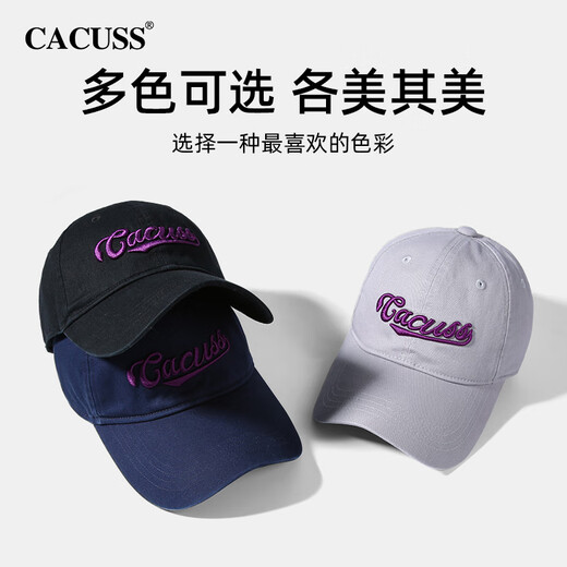 CACUSS棒球帽女春夏帽子女大头围显脸小纯棉鸭舌帽男软顶户外帽 灰色