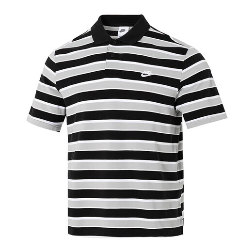 Nike (NIKE) official men's clothing 2025 spring and summer new trendy sportswear striped short-sleeved breathable lapel POLO shirt FN3897-010 XL