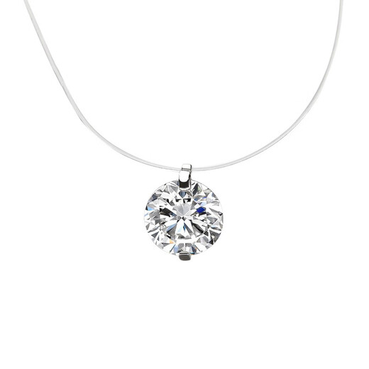 DidiZooS925 silver mossanite necklace transparent fishing line round bead zircon pendant female small fresh collarbone chain A673_zircon 8M 925 silver