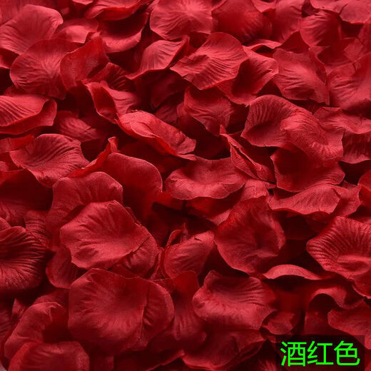 Pétales de rose simulées Décoration de confession de mariage Fleurs de la Saint-Valentin Proposition de la Saint-Valentin pour créer des fournitures de décoration de salle de mariage romantique 10 paquets de vin rouge (1000 pièces)