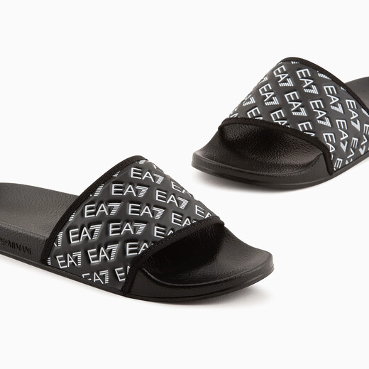 Armani/Armani EA7 Herren Fashion Logo Print Casual Flip Flops 7x000109 AF15125 Schwarz/Gold PC001 43