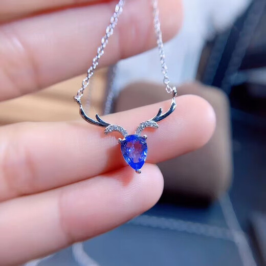 Shilian Tanzanite Necklace Fresh Style Noble and Elegant Women's Pendant 925 Silver Inlaid with Japanese and Korean Compact and Generous Versatile Clavicle Chain