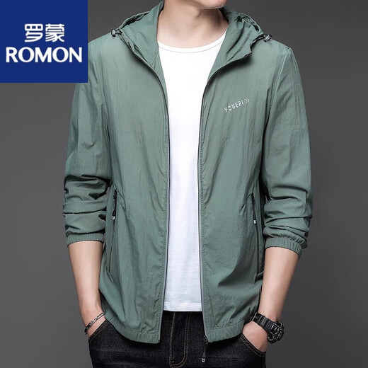 Romon (Romon) 2025 Nouveaux vêtements de protection solaire pour hommes de pêche mince d'été masculin extérieur glace à capuche à capuche de protection solaire N9928 Mist Blue M 170 105-120Jin [Jin est égal à 0,5 kg]