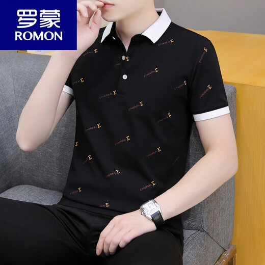 Romon (Romon) 2025 Nouveau revers d'été T-shirt à manches courtes pour hommes à manches courtes Polo Polo Men's Men's Coll's Half-Maled Silk White Qy679 M
