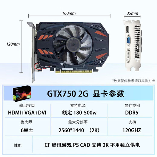 Graphics card box GTX1650Ti 750Ti 1050 Graphics card office e-sports LOL live editing CF Chicken Eating AI [New Box] GTX750 2G PS CAD