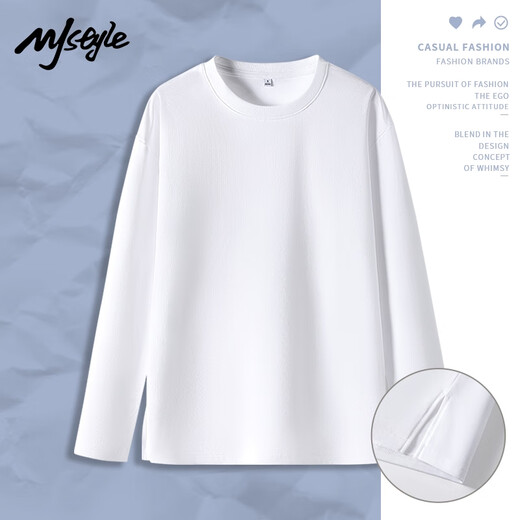 MJ STYLE长袖开衩T恤女2026春秋新款宽松套头纯色打底衫运动风百搭上衣