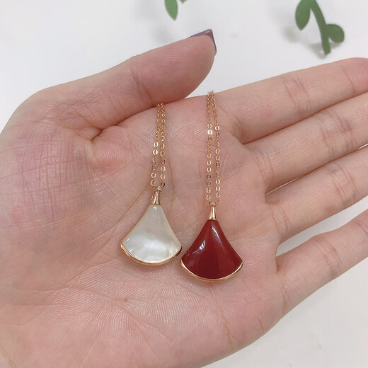 Juke 18K gold mini skirt pendant color gold rose gold gold pendant fan clavicle chain necklace women au750 rose gold white mother-of-pearl pendant + 18K gold chain