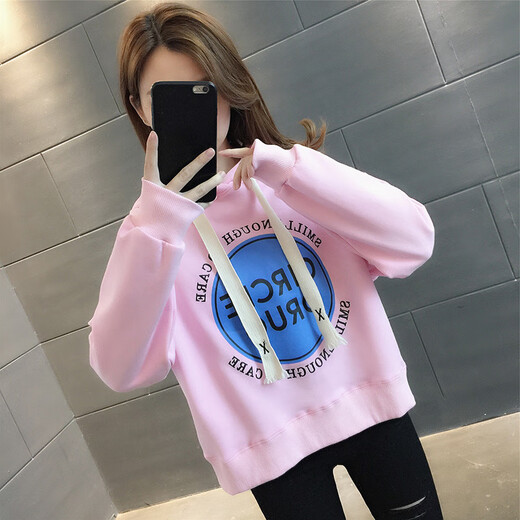 BJORN MOAN加绒/不加绒连帽卫衣女学生2025春秋年新款宽松洋气减龄长袖上衣 白色 6629款 S 建议75斤-85斤