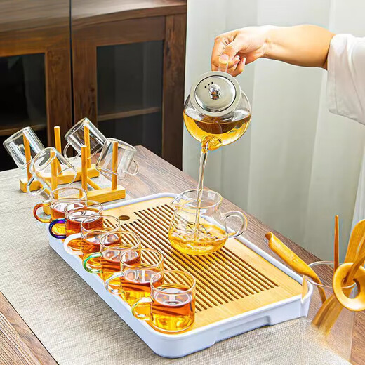 Apocalypse Century Donglai Quality Teaspoon Teaspoon Girls High-Looking Teapot Heat-Resistant Glass Kung Fu Tea Set Bajun Pot + Transparent Cup Cover + Xingyun Tray 10 Pieces