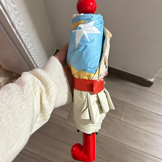 红色雨靴雨伞女生高颜值晴雨两用黑胶遮阳伞防小巧便携 A3881-4 A3881-4
