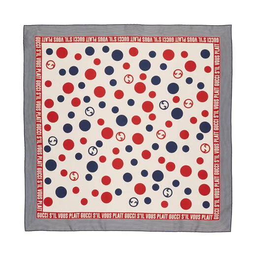 
Gucci (GUCCI) Women's GG dot printed polka dot silk scarf Women's 739539_3G001 Ivory/Red and blue (9274)