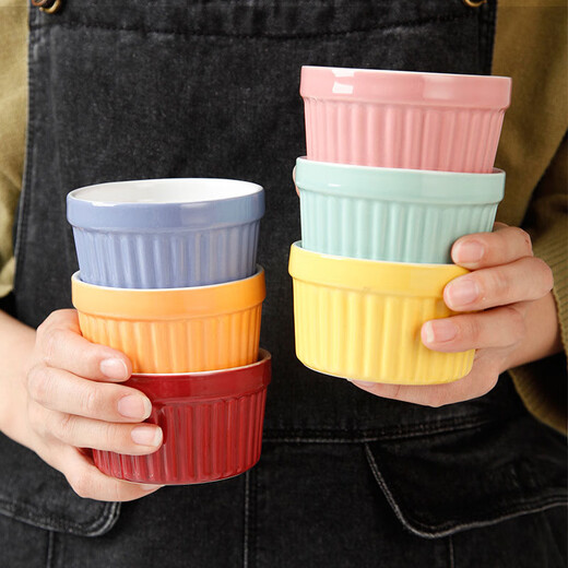 Just life Frey ceramic baking bowl 4 pieces air fryer round baking cup cake cup ice cream bowl pudding cup steamed egg bowl and plate