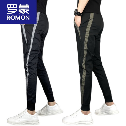 Romon Marendy Brand Осень High Street Foot Bining Casual для мужчин весна и летом 2024 г. Новые универсальные брюки Slim Fit Black H841 31