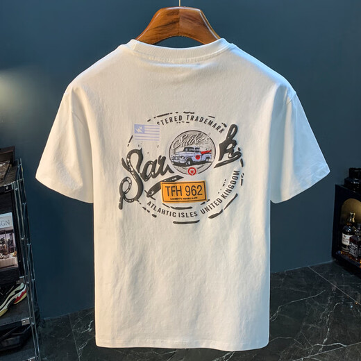 Camiseta de manga corta de carpintería para hombres Tendencia de altura de altura de verano de verano de verano