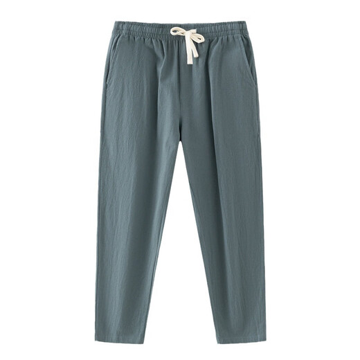 Coton aclosmil et pantalon décontracté en lin pour hommes, pieds attachés de grande taille, pantalon recadré, pantalon large en lin lâche en été, pantalon harem de style chinois, hommes, k800 kaki m