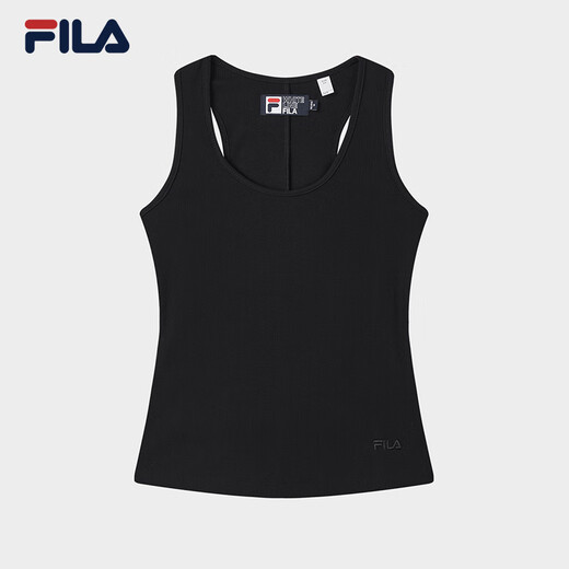 FILA 斐乐官方女子针织背心2025夏新款时尚休闲简约修身无袖上衣 正黑色-BK XS 155/76A/XS