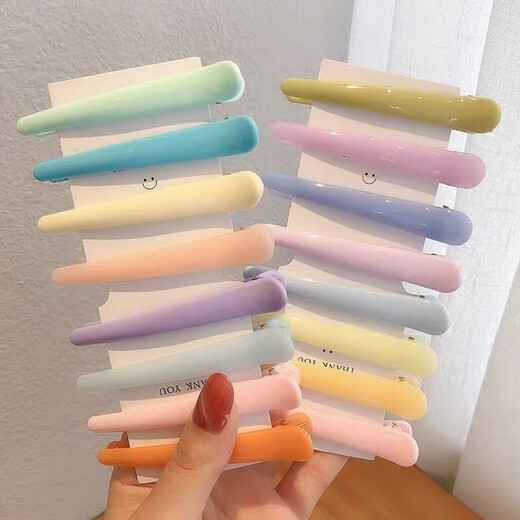 Colored hair clips for washing and makeup, seamless side clips for broken hair, duckbill clips for bangs, cute hair accessories TS67, color clips with 5 random colors