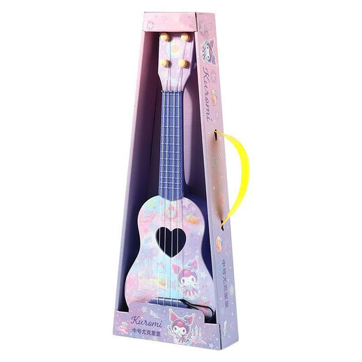 Mi Lan Mielanat Sanrio Kuromi Echtes Kinder Ukulele -Spielzeug Jungen und Mädchen kleine Gitarre -Gitarrenspielzeug für Kinder [Kulomie] Kleiner Ukulele + Yugui -Hund