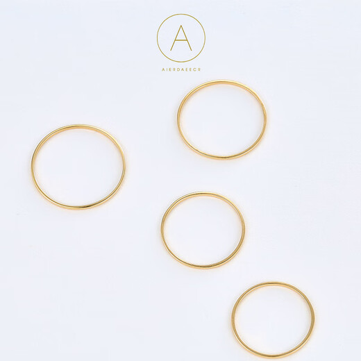 Taste Ju 18K gold colored gold niche Japanese style extremely thin simple stacked plain ring women's ring extremely thin ring tail ring joint ring 18K yellow ring number 11#