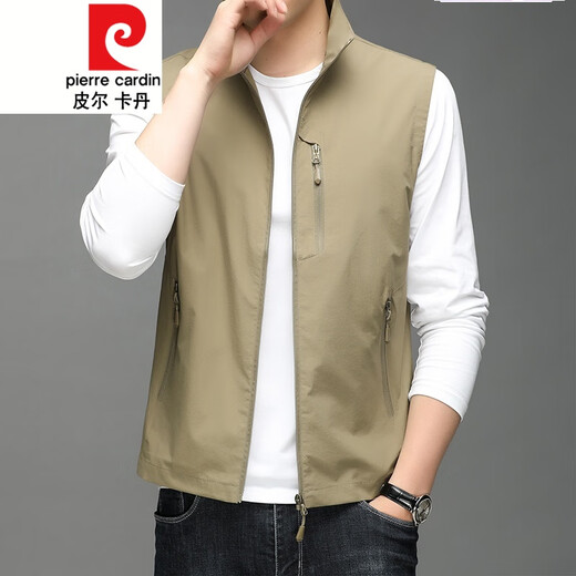 皮尔卡丹（pierre cardin）春秋季新款薄款马甲男休闲坎肩户外工装背心中年马夹外套针 686蓝色 2XL