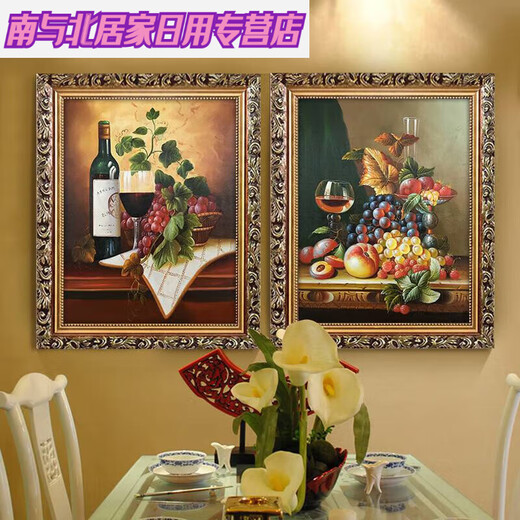 Style européen encadré peinture décorative salle à manger salle à manger table de restauration Entrée entrée encadrée peinture à la maison peinture de peinture à vin de vin peinture à l'huile de verre lj9221