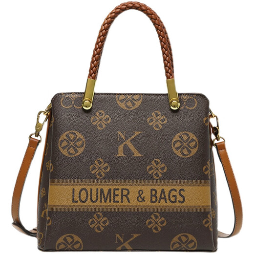Calculat/Keenck Lederbeutel für Frauen 2025 Neue Kapazität Vielseitige tragbare Muscheltasche Mode One-Shoulder Diagonal Straddle Bag Große Blume/Braun [Goddess Day Geschenk schreiben Begrüßungskarte]