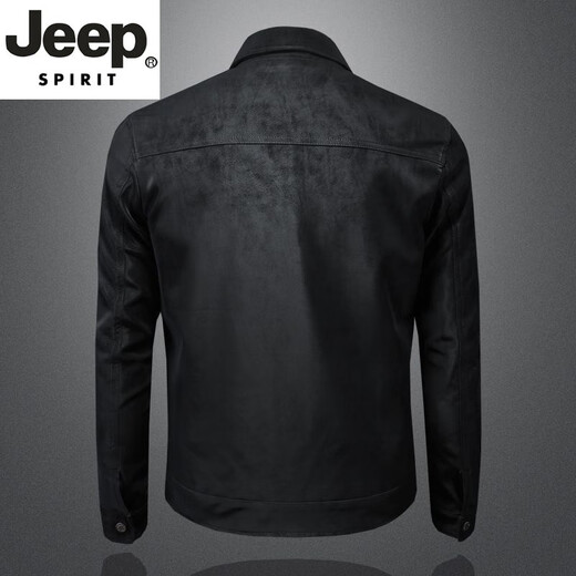 JEEP SPIRIT欧洲站麂皮绒新款外套男春秋季高品质时尚韩版修身皮衣休闲夹克潮 卡其色 XL