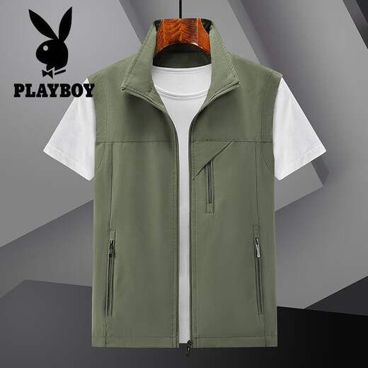 
Playboy 2025 men's thin casual vest spring and autumn breathable horse clip jacket men's quick-drying vest summer knee dark blue XL height (170-175) weight 125-140Jin [Jin equals 0.5 kg]