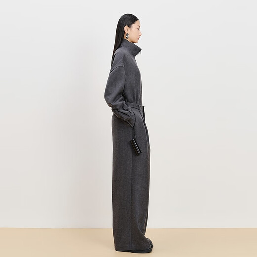 AUM (AUM) celebrity style AUM new winter double-layer tweed shirt pants half twilight gray shirt S