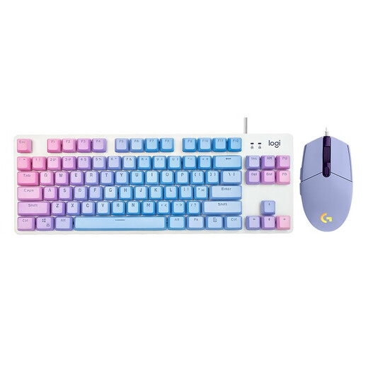 Logitech K845 Mechanischer Tastatur und Maus-Set G102 Wired E-Sports-Spieltastatur und Maus K835 Tastatur PBT Office Logitech K835 Pink-Tastatur + G102 White + Luo TTC-Green-Achsen-Typing-Office-Auswahl