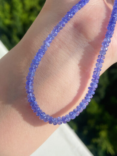 Fujiu 18k gold tanzanite necklace faceted natural gemstone necklace for women versatile spring and summer vitality girl purple 18k gold tanzanite faceted 42cm