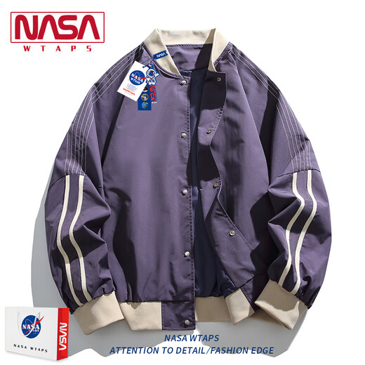 NASA ABOUT官方联名休闲夹克男款春秋季新款美式棒球服痞帅情侣款外套 N250JK838枣红 S 建议体重95-120斤