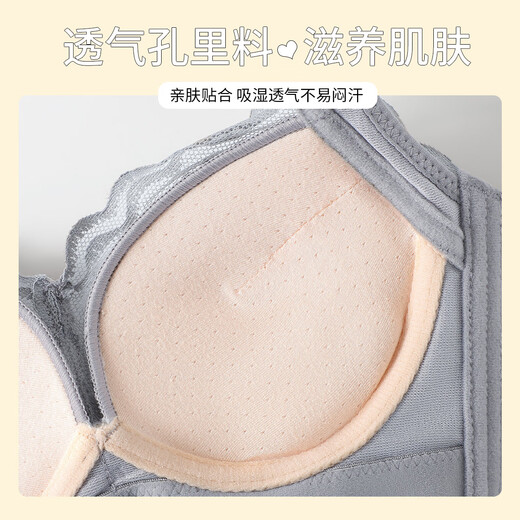 Langsha Underwear Women's Small Breast Gathering Anti-sagging Wireless Sexy Lace Bra Summer Thin Style Light Purple 36/AB