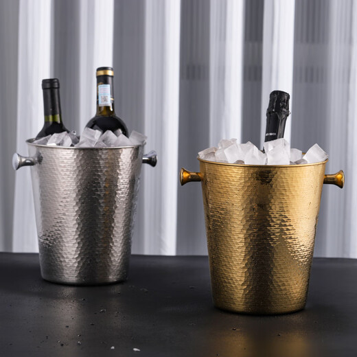 RSRDDY European style antler champagne bucket home wine ice bucket commercial restaurant bar thickened metal ice bucket 5L golden antler scale style