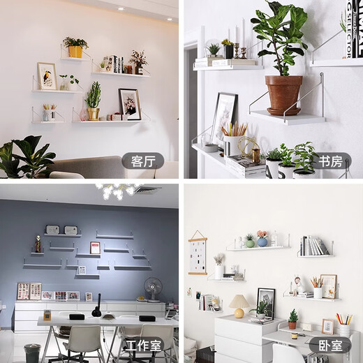 Anya wall storage rack without punching wall hanging kitchen one-word partition shelf wooden bookshelf storage shelf 1