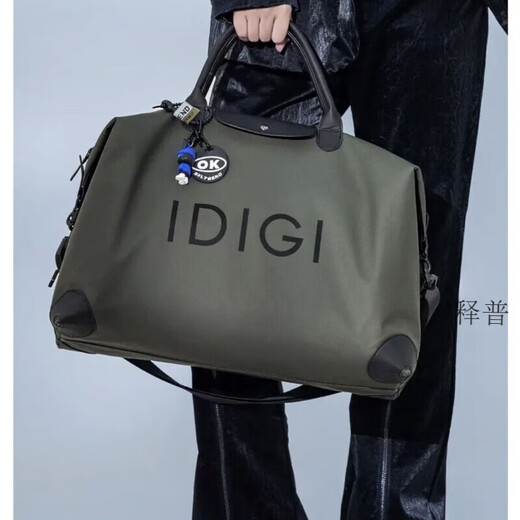 筏芯IDIGI男士秋冬新款多功能简约旅行包健身包轻便斜跨包商务 黑色大号