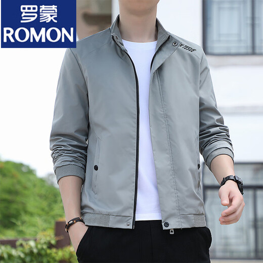 罗蒙（ROMON）春秋季男士薄款外套男2025新款立领夹克衫潮流百搭休闲风衣褂子男 686【米白色】 4XL 【建议155-170斤左右】