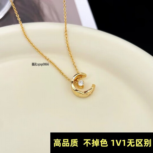 Fujiu rhombus rose gold necklace 925 silver plated 18K gold pendant simple temperament light luxury ins niche high-end style silver