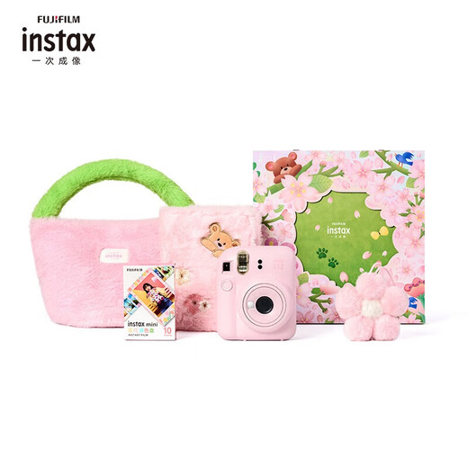 Imaging Fujifilm instant camera instax mini12 exquisite gift box set one-time imaging camera mini11/7/9 upgrade model instant holiday birthday gift cherry pink gift box set (Sakura Baby) contains 10 sheets of paper