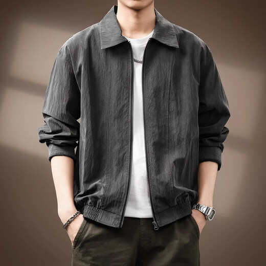 Back to Explore American Outdoor Commuting Lyocell Jacket Men's 2025 Spring and Autumn New Loose Retro Light Top Jacket Men's Gray XL (140-160Jin Jin is equal to 0.5kg)