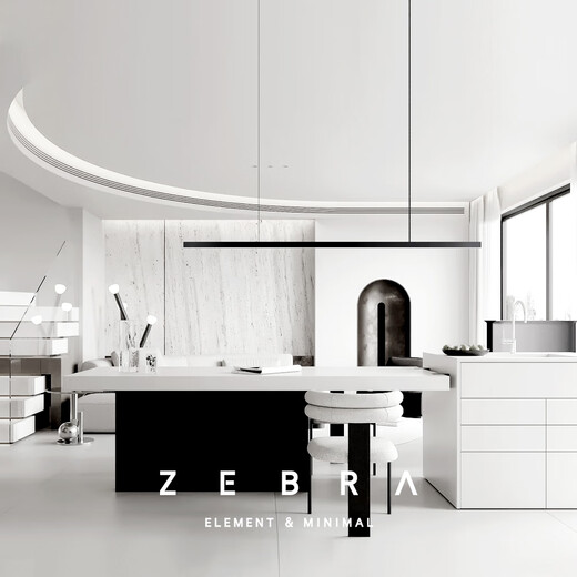 Zebra Elements Full Copper Minimalist Long Strip One-Line Restaurant Chandelier Nordic Modern Simple Black Front Desk Bar Dining Table Line Light ONE [Long Top Pan/880mm]