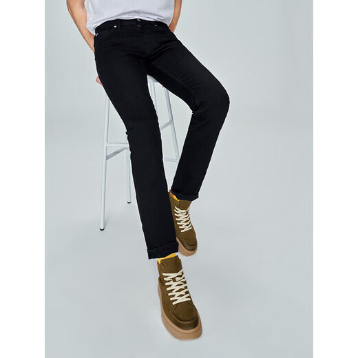 Lee723 Slim Mid-Waist pieds droits Black Men's Jeans Trendy