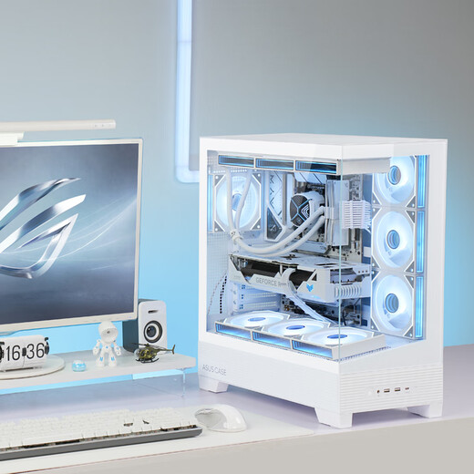 ASUS (ASUS) ASUS ROG family bucket assembly computer sea view room R7 7800X3D/R7 9800X3D barebones Tianxuan host pure white Xiaofuxue desktop computer 9800X3D barebones + 32G + 5.0 solid state丨 Xiaofuxue version