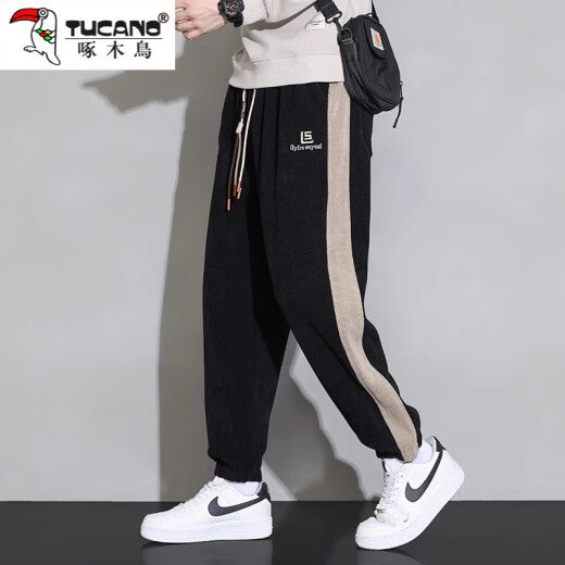 啄木鸟休闲裤男2025夏季新款潮流百搭九分束脚裤男显瘦宽松休闲裤子男 深灰色 XL 建议120-145斤