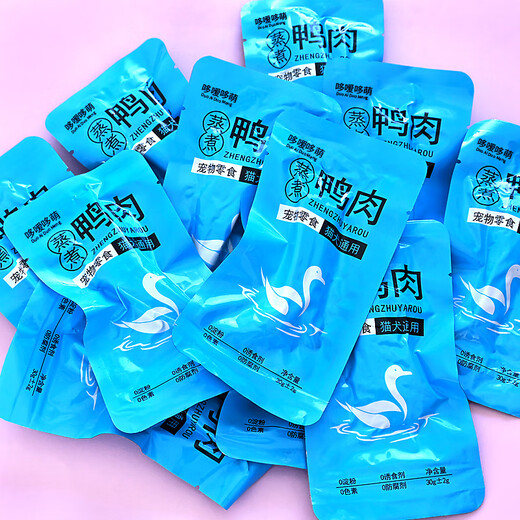 Duoduoduomeng Pet Snacks Steamed Duck Meat for Cats and Dogs Food Boiled Meat Mixed Rice Nutritional Feeding for Kittens and Dogs General Wet Food Steamed Duck Meat 30g/pack 4 packs