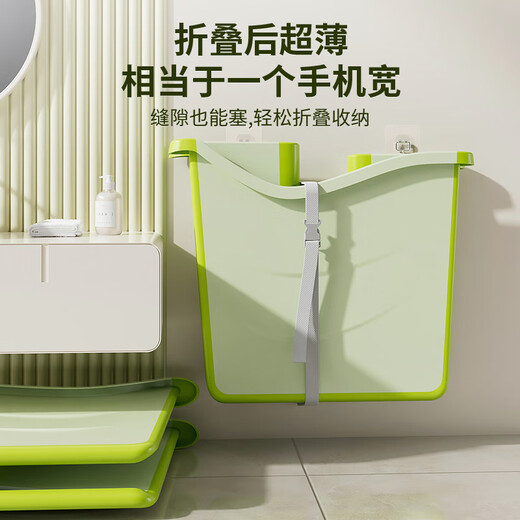 雅亲雅亲儿童泡澡桶宝宝洗澡桶家用可折叠浴盆婴儿浴桶游泳可坐洗澡盆 【亲子双人款】天空蓝-浴凳 沐浴大礼包