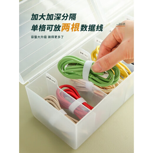 GUYN数据线收纳盒电源充电线手机充电器插头整理神器床头理线盒集 加大号墨绿[标配:魔术贴一卷1.